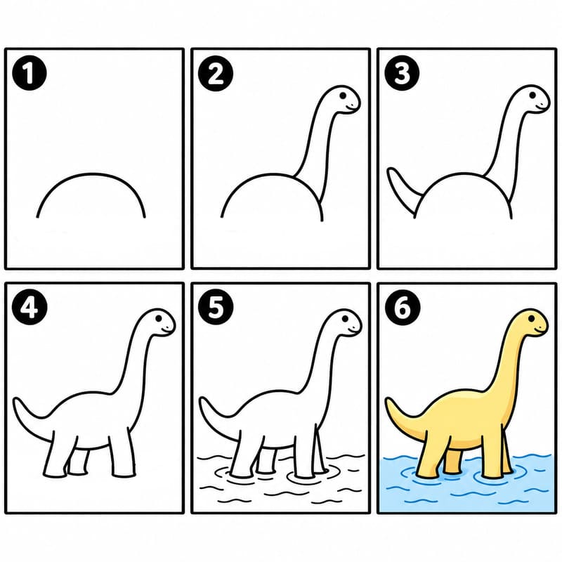 Brontosaurus in Water Drawing Ideas