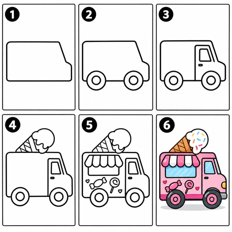 Candy-themed ice cream truck Drawing Ideas