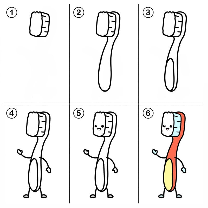 Cartoon character toothbrush Drawing Ideas