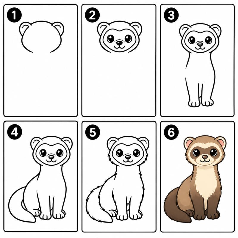 Cartoon ferret Drawing Ideas