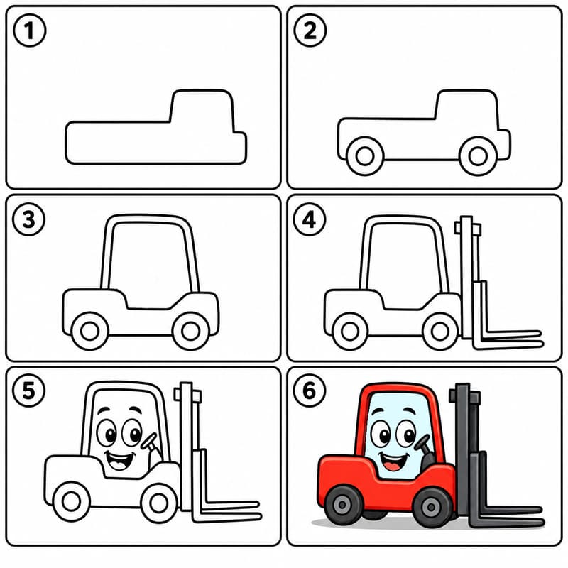 Cartoon forklift Drawing Ideas