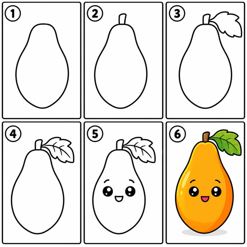 Cartoon papaya Drawing Ideas