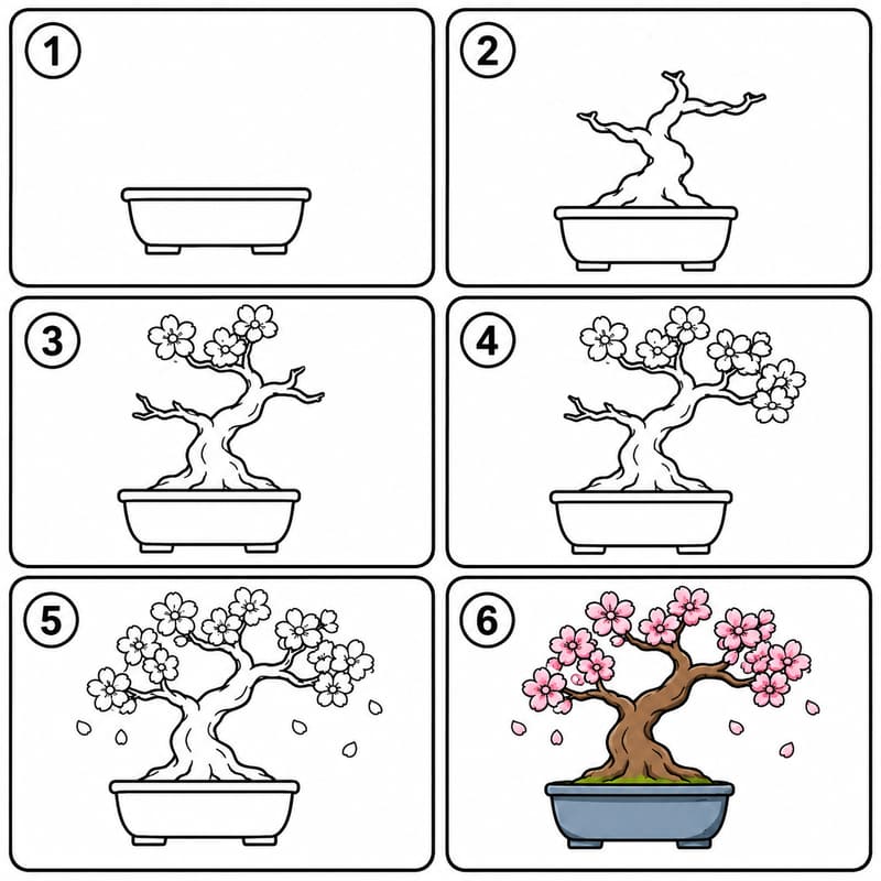 Cherry Blossom Bonsai Drawing Ideas