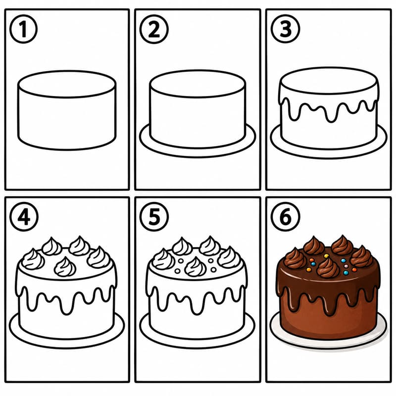 Chocolate drip cake Drawing Ideas