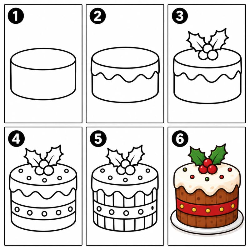 Christmas cake Drawing Ideas
