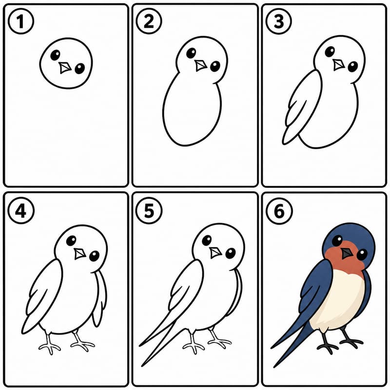 Curious swallow bird Drawing Ideas