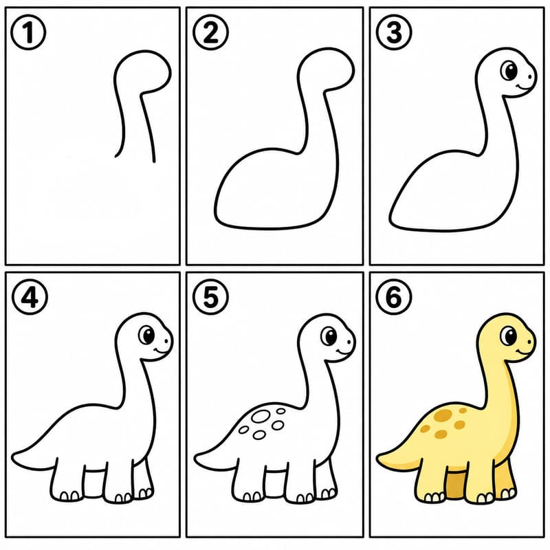 Cute Baby Brontosaurus Drawing Ideas