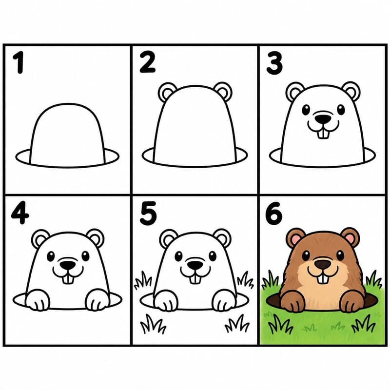 Cute groundhog Drawing Ideas
