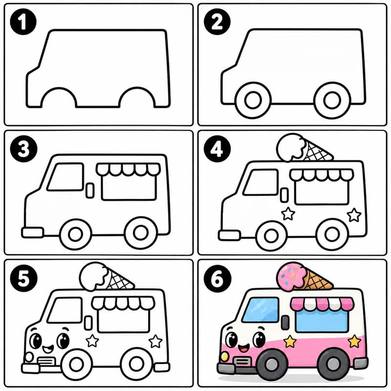 Cute ice cream truck Drawing Ideas