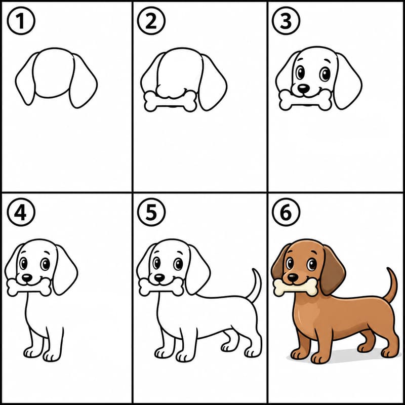 Dachshund with a bone Drawing Ideas