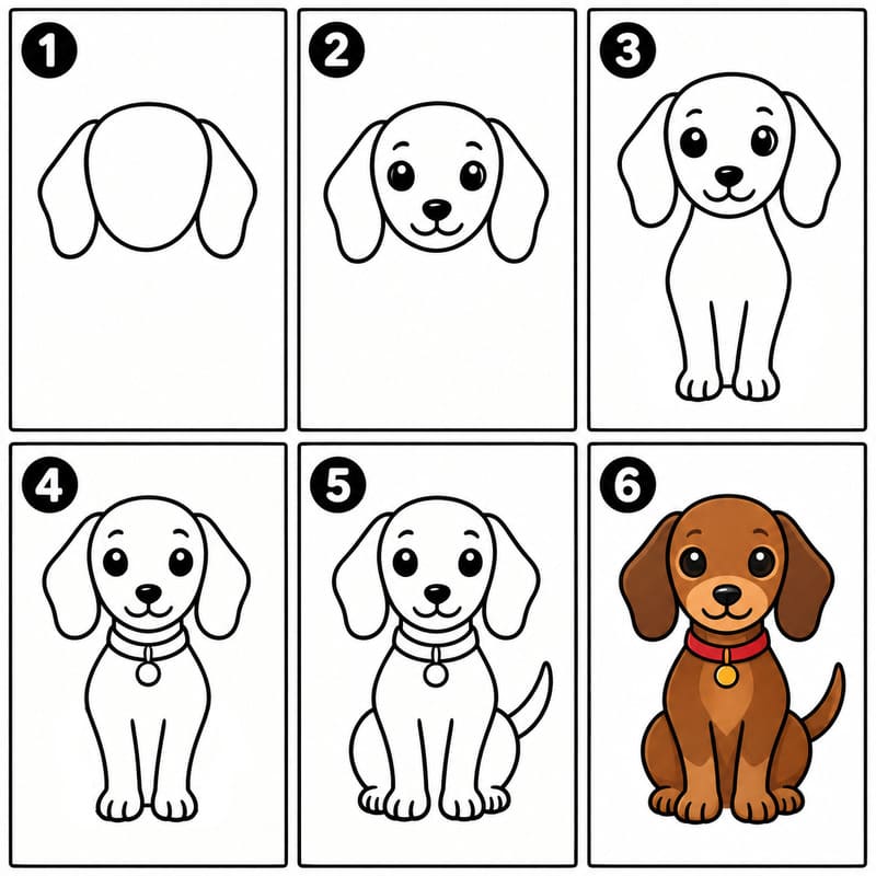 Dachshund with a collar Drawing Ideas