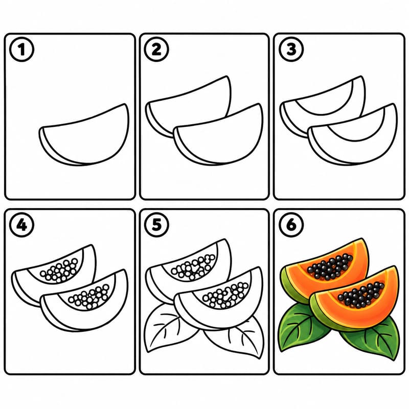 Delicious papaya Drawing Ideas