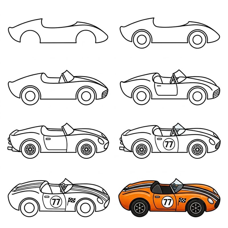 Detailed race car Drawing Ideas