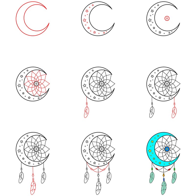 Dreamy dreamcatcher Drawing Ideas