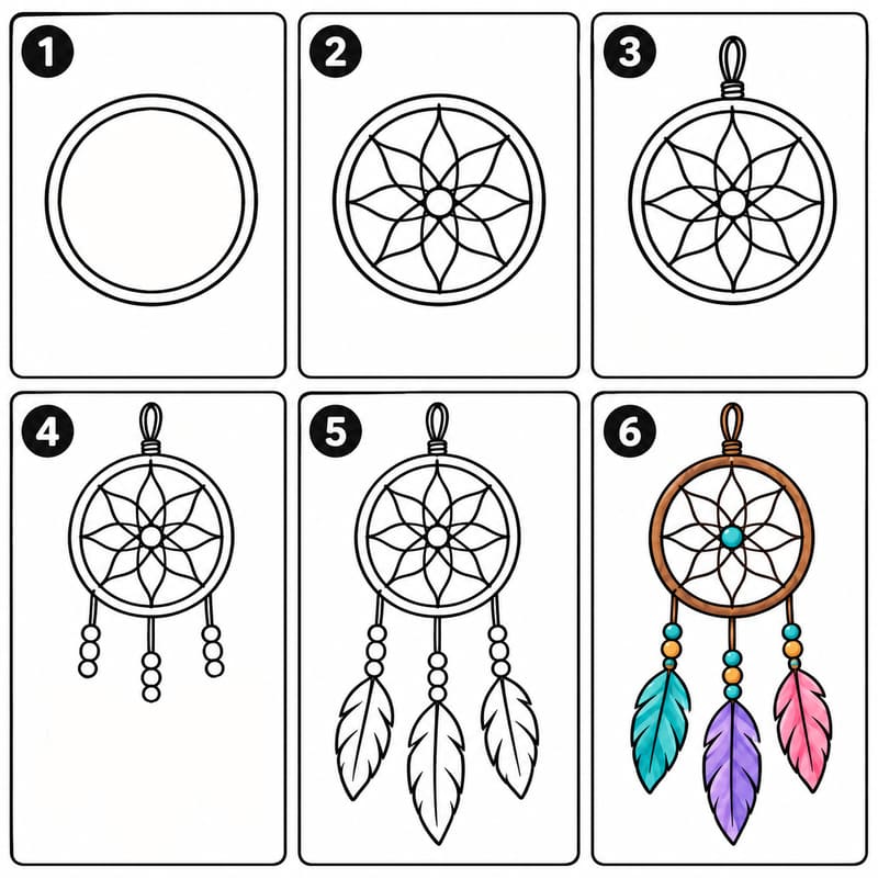 Easy dreamcatcher Drawing Ideas