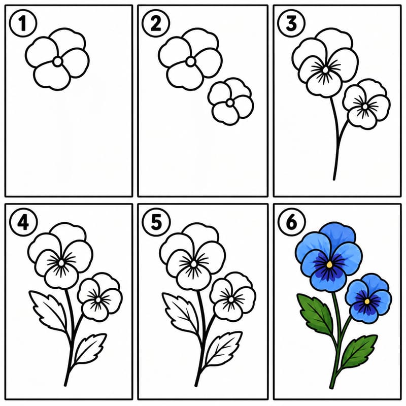 Elegant pansy Drawing Ideas