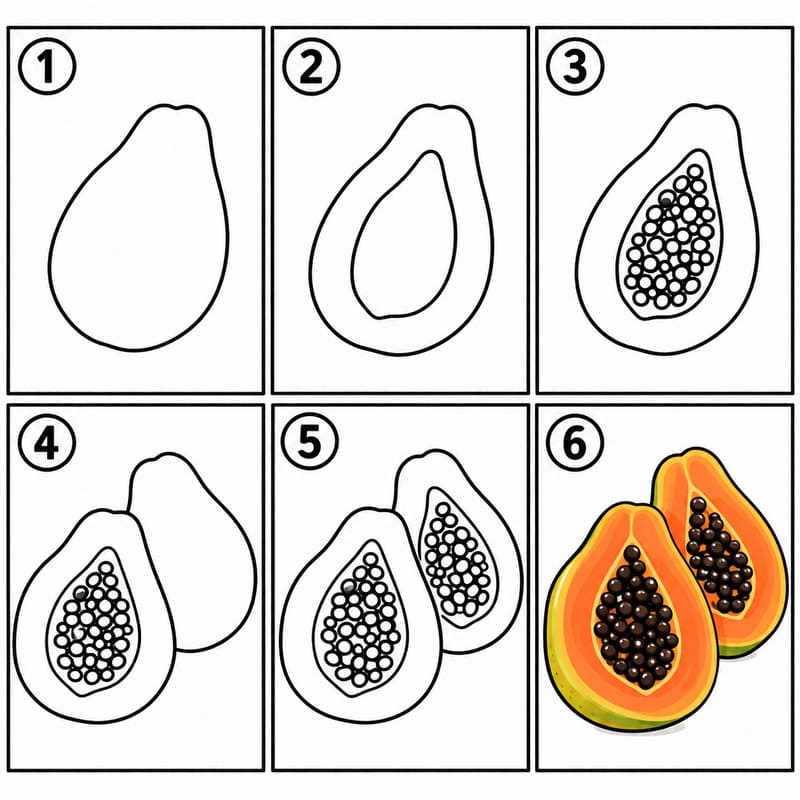 Exotic papaya Drawing Ideas