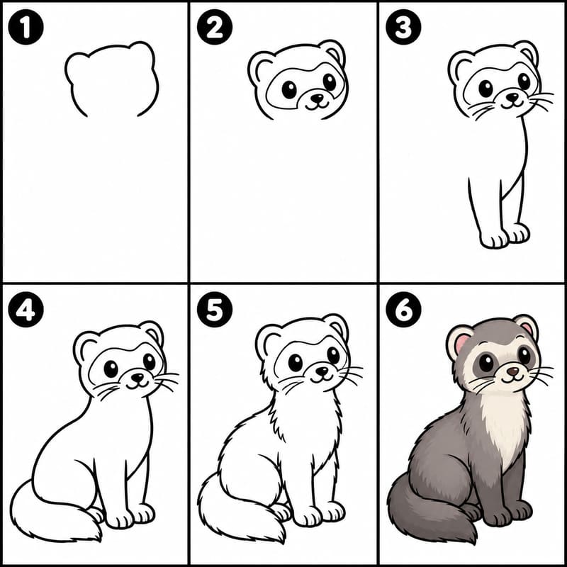 Ferret sitting Drawing Ideas