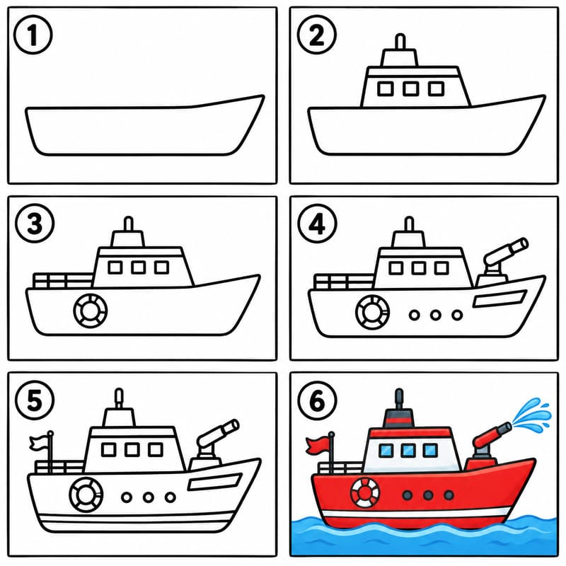 Firefighting ship Drawing Ideas