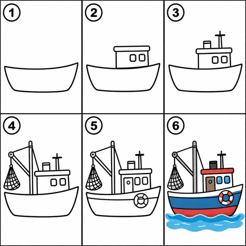 Fishing ship Drawing Ideas