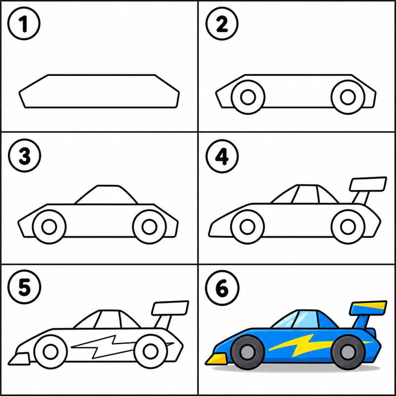 Flat wide race car Drawing Ideas