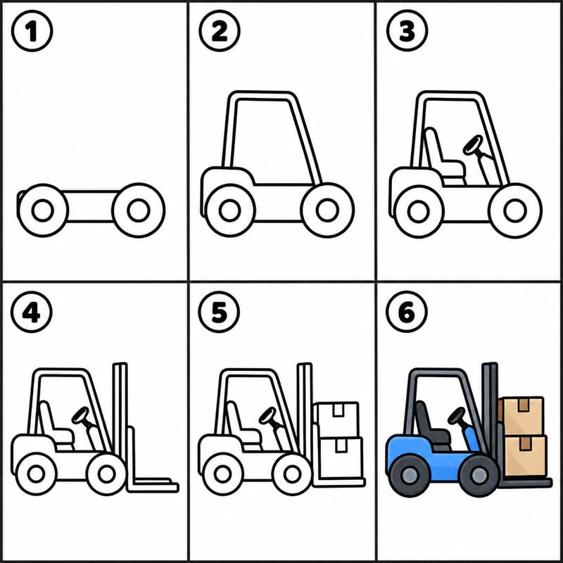 Forklift carrying stacked boxes Drawing Ideas