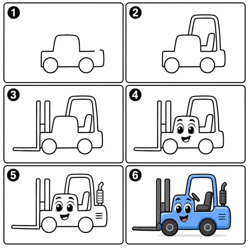 Forklift character Drawing Ideas