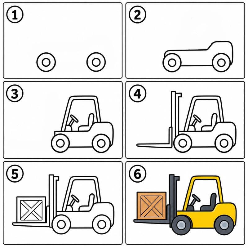 Forklift lifting one box Drawing Ideas