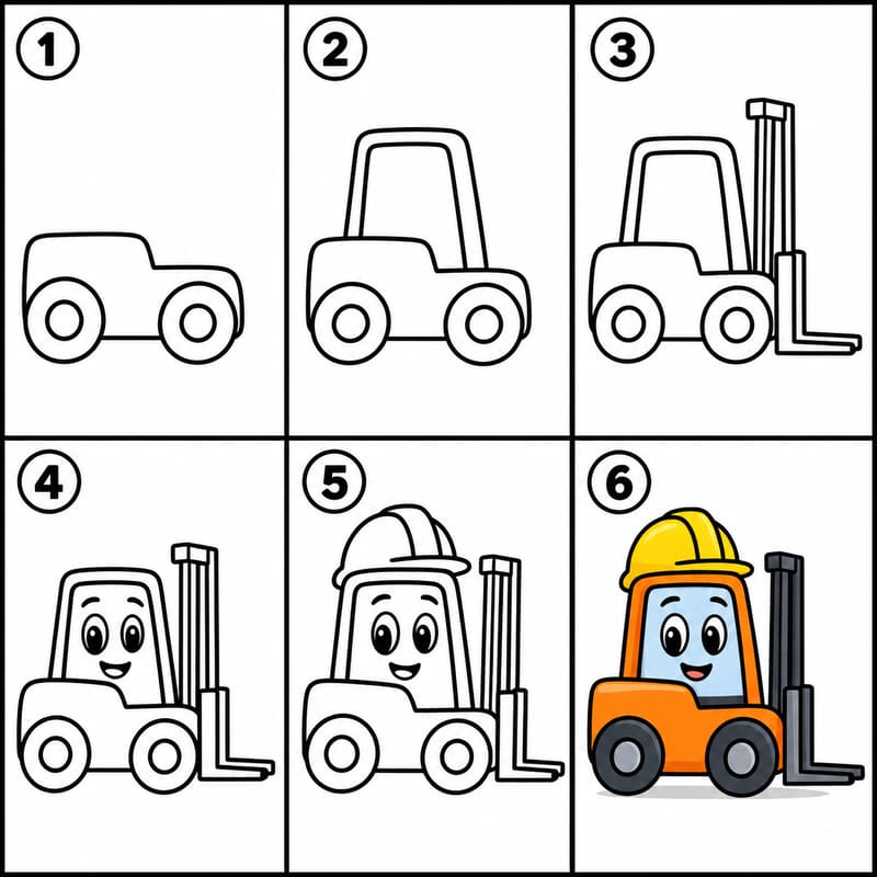 Forklift wearing a safety helmet Drawing Ideas