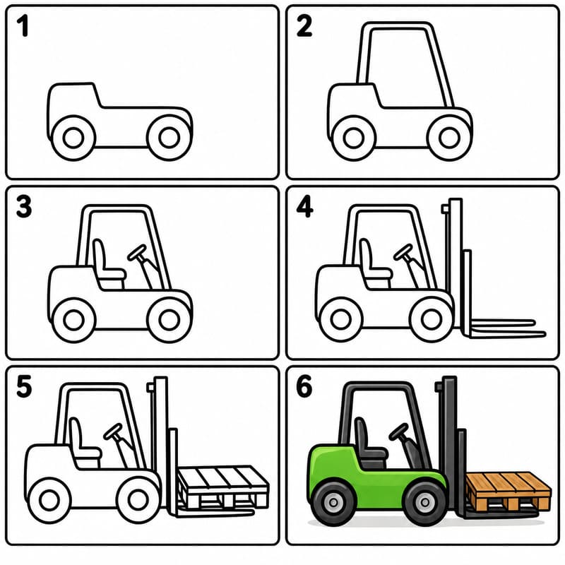 Forklift with wooden pallet Drawing Ideas