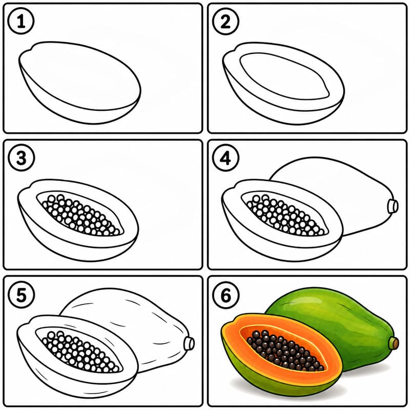 Fresh papaya Drawing Ideas