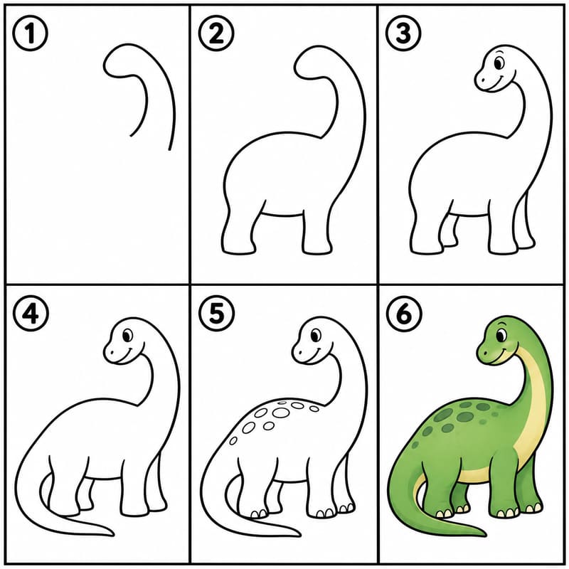 Friendly Brontosaurus Drawing Ideas