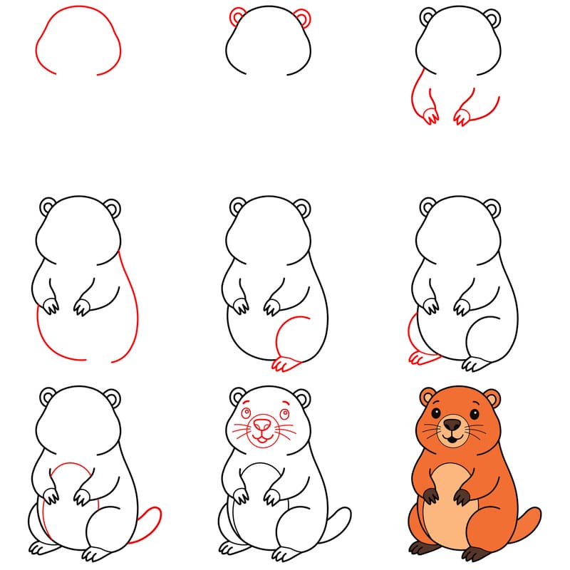 Friendly groundhog Drawing Ideas