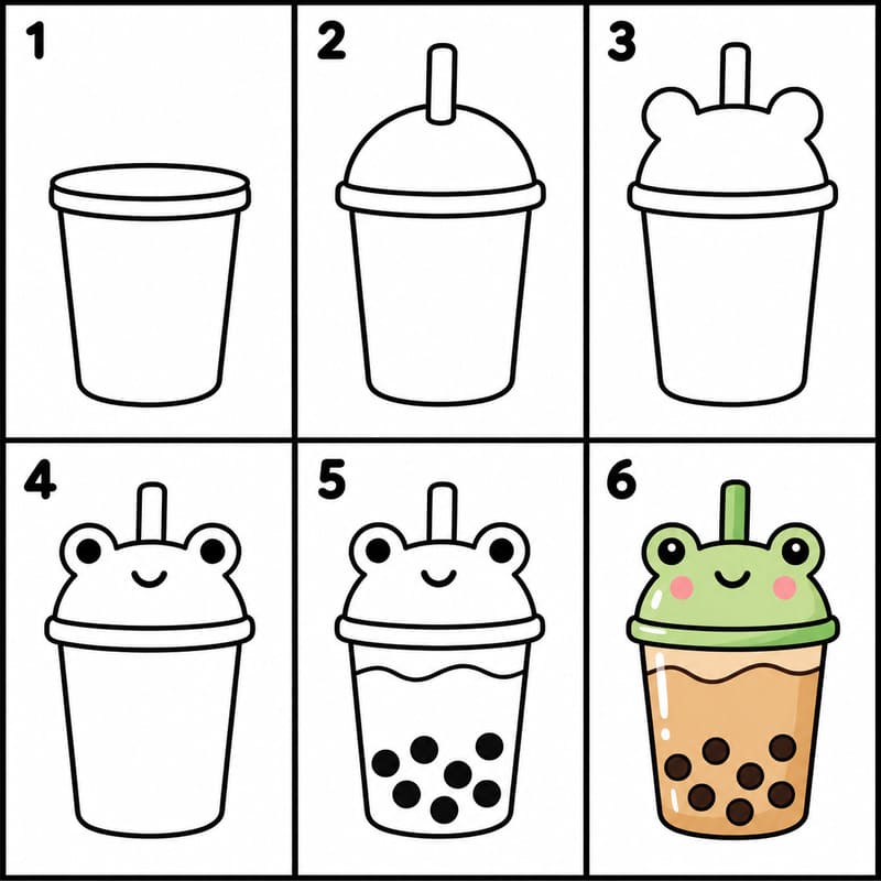 Frog boba tea Drawing Ideas
