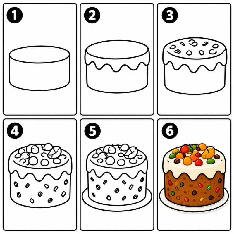 Fruit cake Drawing Ideas