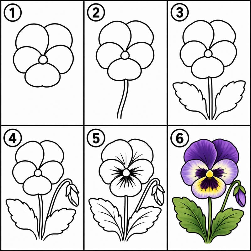 Garden pansy Drawing Ideas