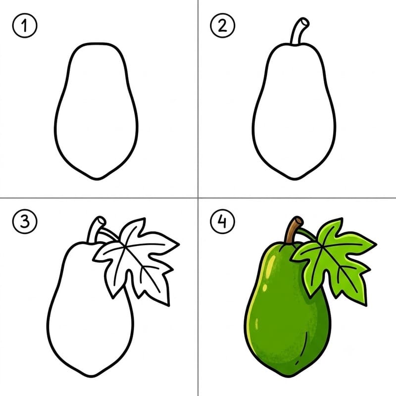 Green papaya Drawing Ideas