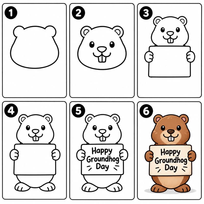 Groundhog holding a sign Drawing Ideas