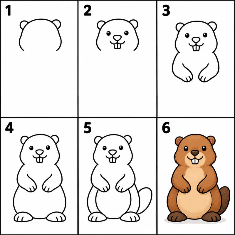 Groundhog sitting Drawing Ideas