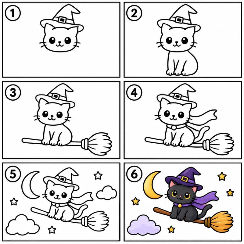 Halloween Cat Drawing Ideas