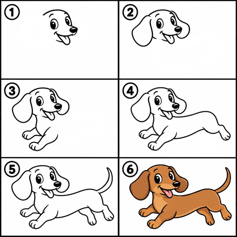 Happy dachshund Drawing Ideas