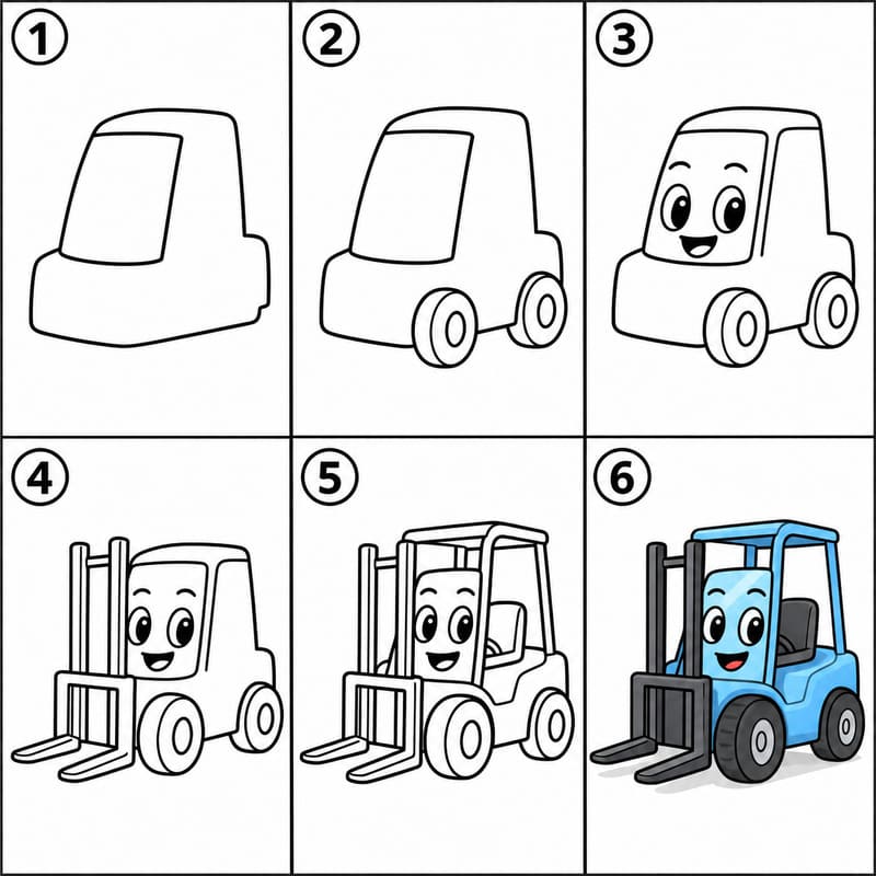Happy forklift Drawing Ideas