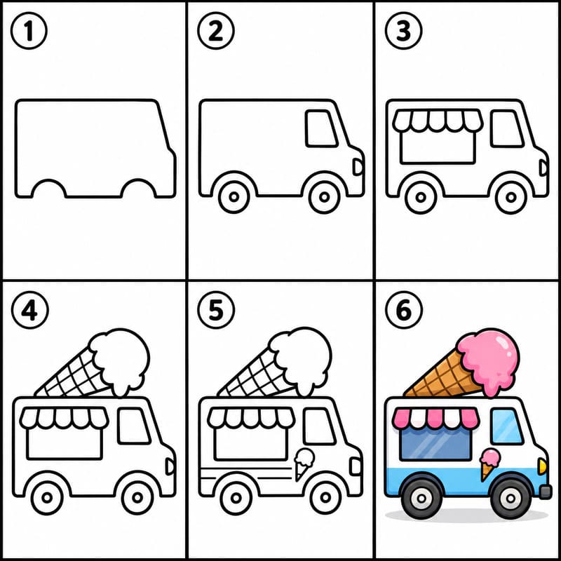 Ice cream with a giant ice cream cone Drawing Ideas