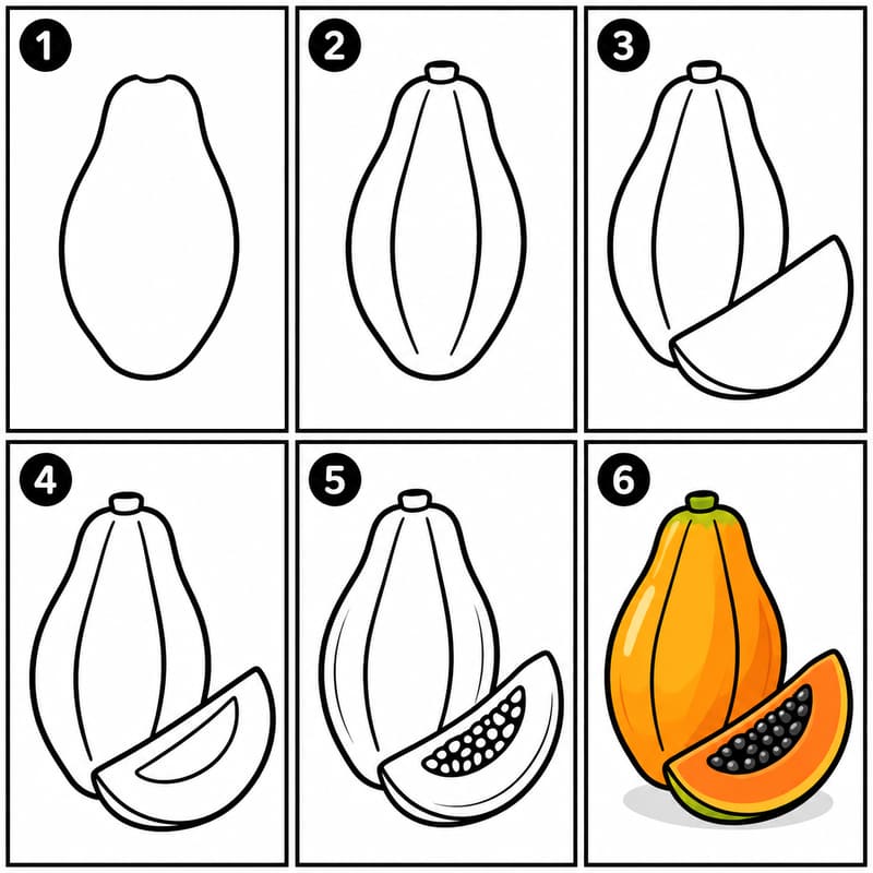 Juicy papaya Drawing Ideas