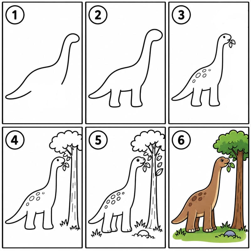Long-necked Brontosaurus Drawing Ideas
