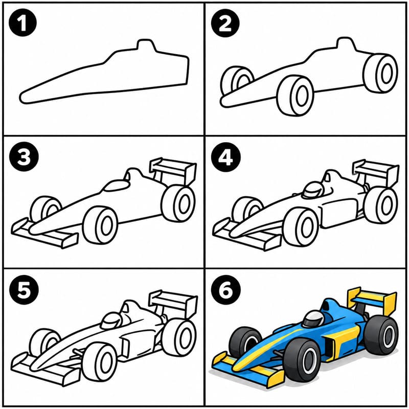 Long nose race car Drawing Ideas