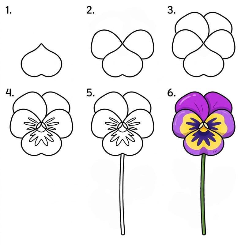 Lovely pansy Drawing Ideas