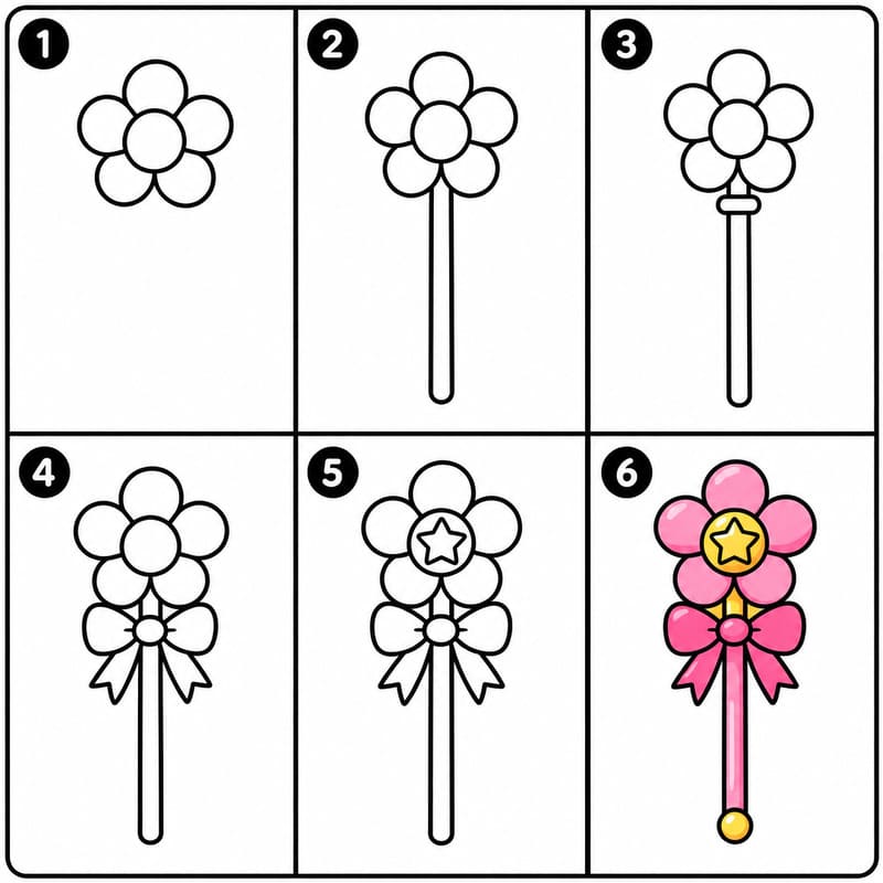 Magic flower wand Drawing Ideas