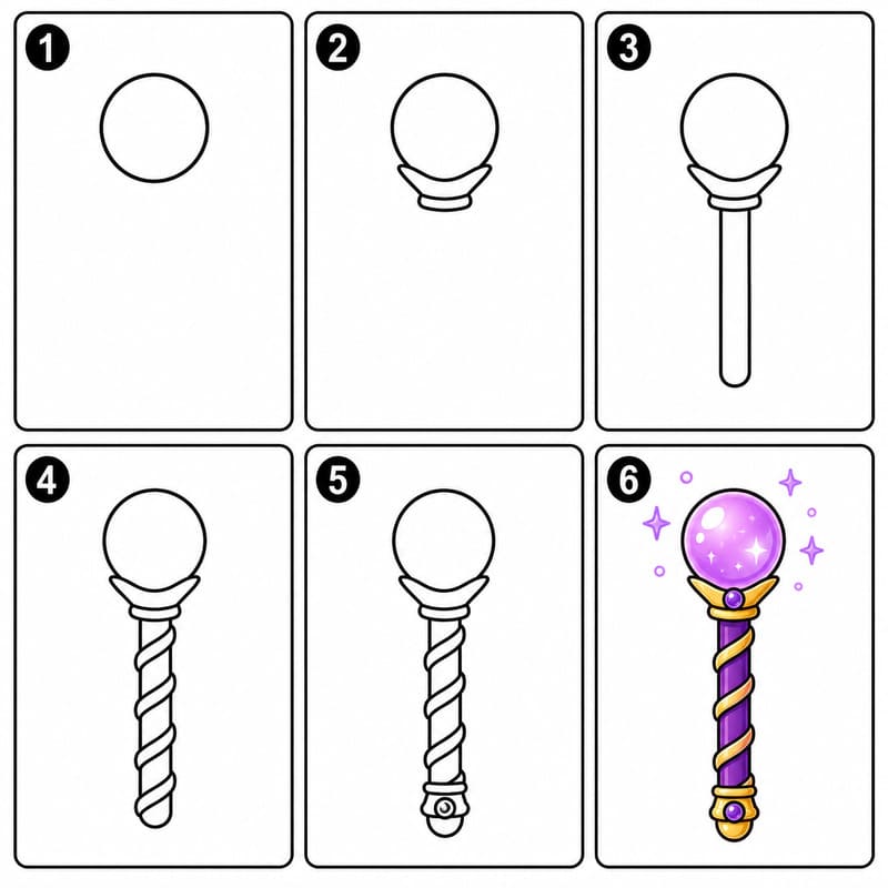 Magic glow orb wand Drawing Ideas