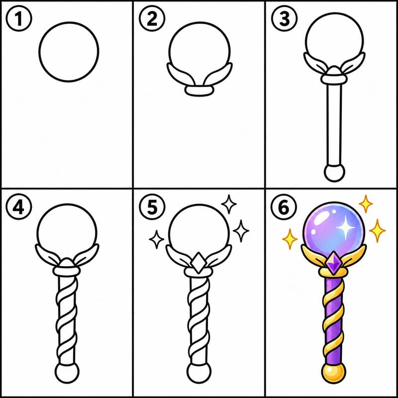 Magic orb wand Drawing Ideas